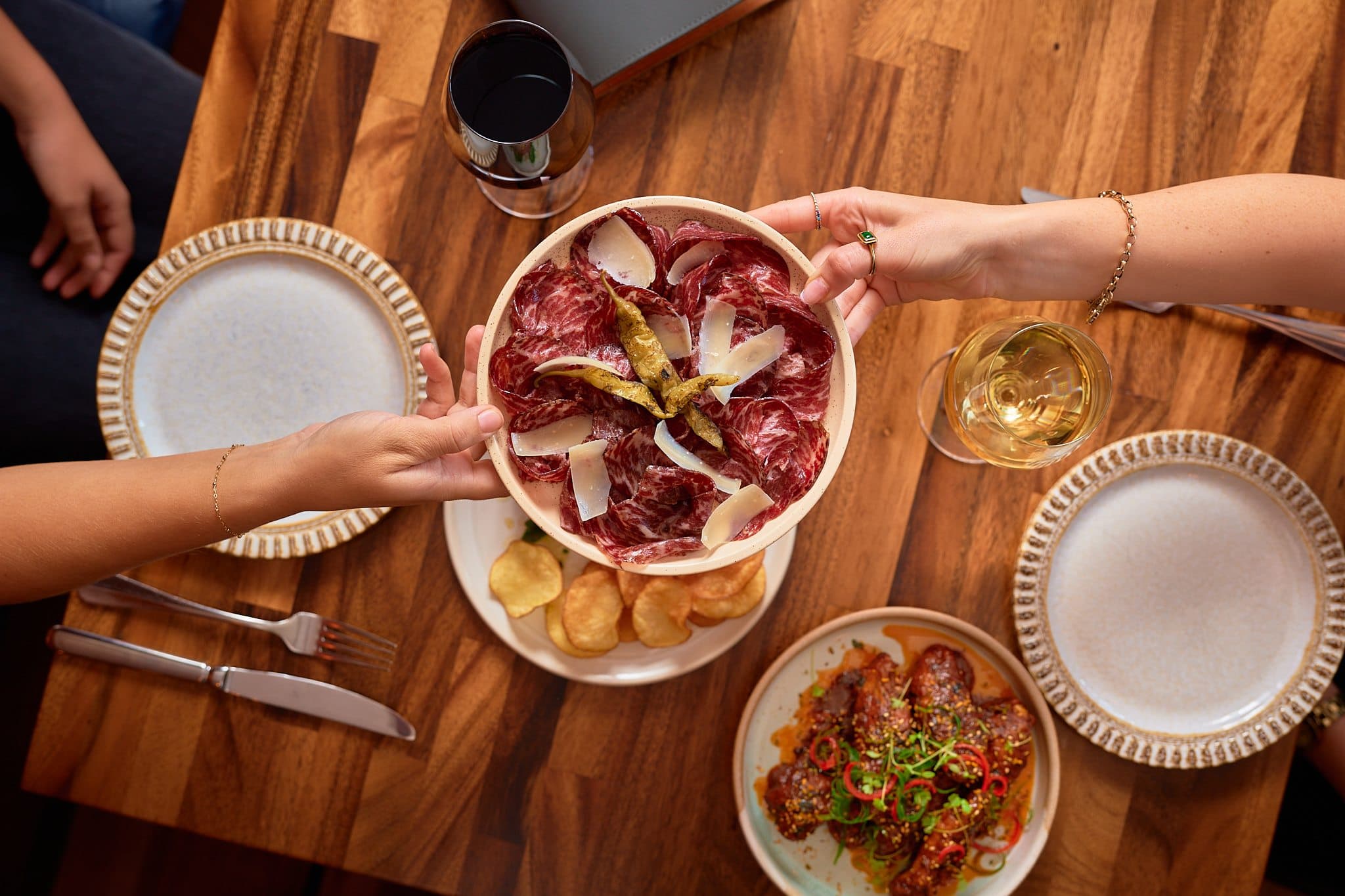 A shared plate being served during a Times Casey food shoot